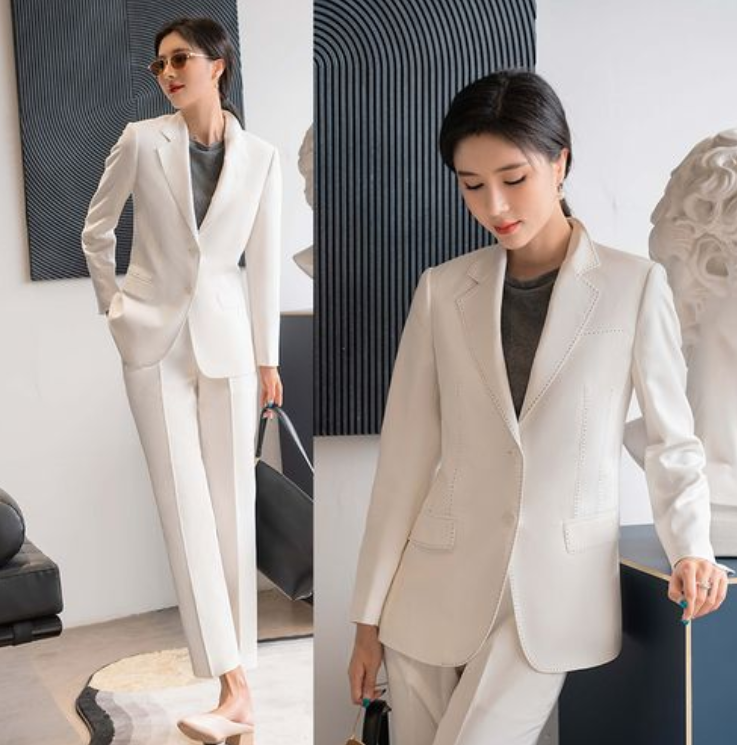 女士小西裝 白色女士小西裝套裝,職業女士西裝氣質高雅,果斷干練